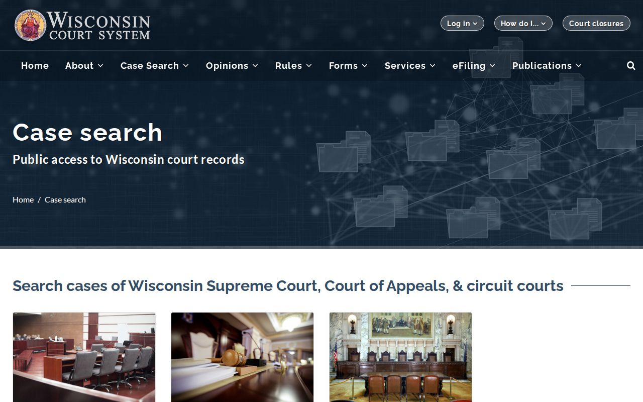Wisconsin circuit and appellate case search choices for Manitowoc County